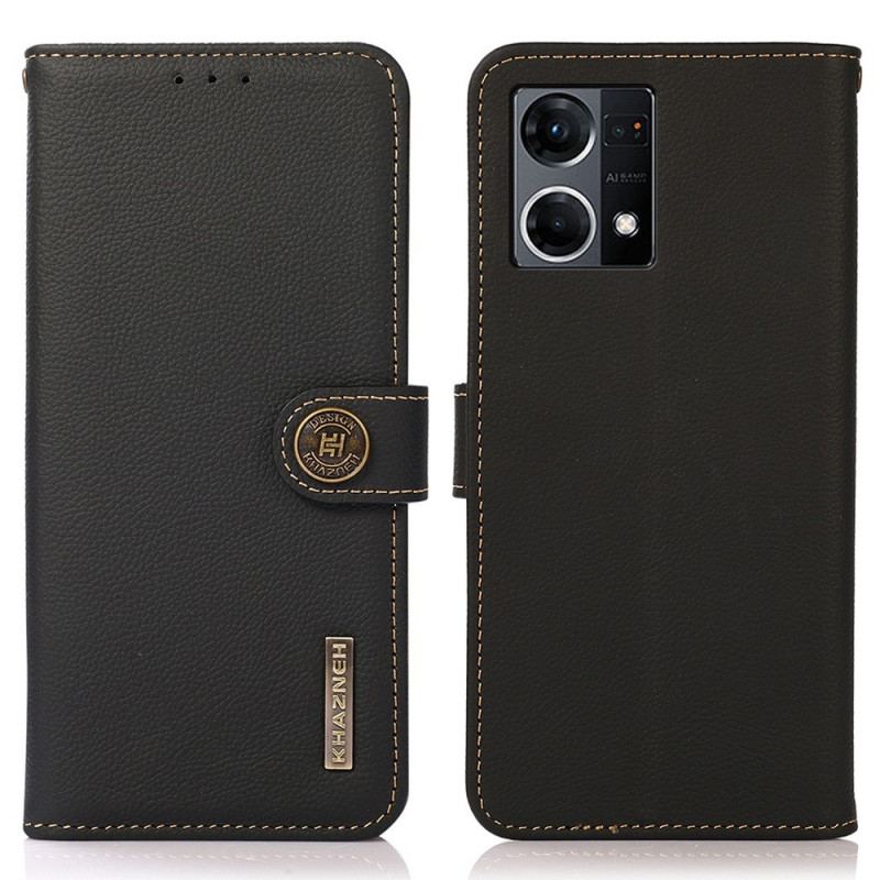 Capa Em Pele Para Oppo Reno 7 Khazneh Rfid Couro Genuíno