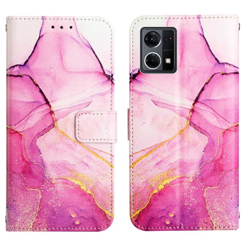 Capa Flip Para Oppo Reno 7 De Cordão Tira De Mármore