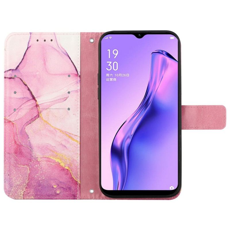 Capa Flip Para Oppo Reno 7 De Cordão Tira De Mármore
