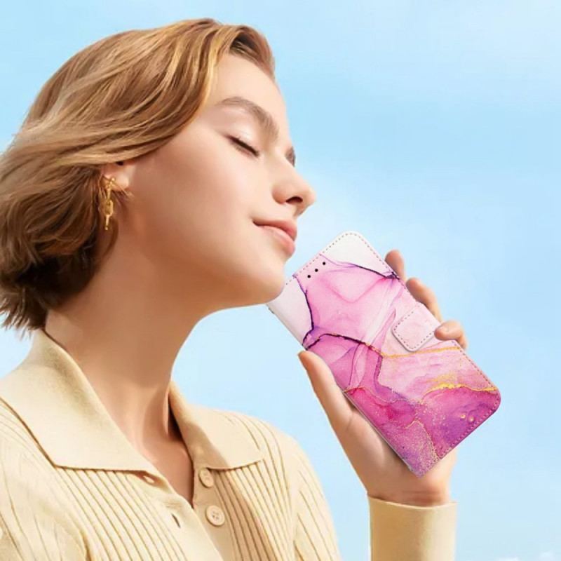 Capa Flip Para Oppo Reno 7 De Cordão Tira De Mármore