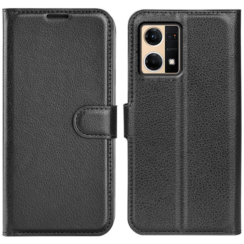 Capa Flip Para Oppo Reno 7 Estilo Clássico De Couro