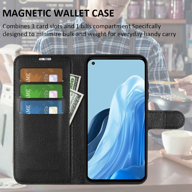 Capa Flip Para Oppo Reno 7 Estilo Clássico De Couro
