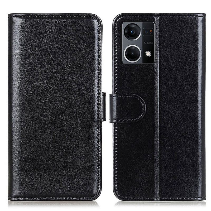 Capa Flip Para Oppo Reno 7 Refinamento De Couro Sintético
