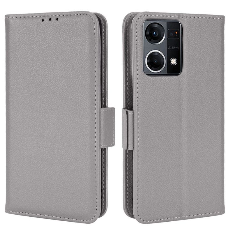 Capa Folio Para Oppo Reno 7 Estilo Tradicional De Couro Lichia