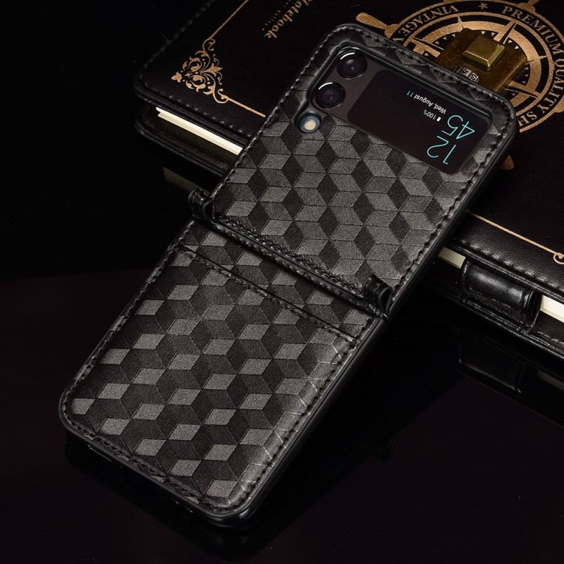 Capa De Celular Para Samsung Galaxy Z Flip 3 5G De Couro Titular De Cartão De Design 3d