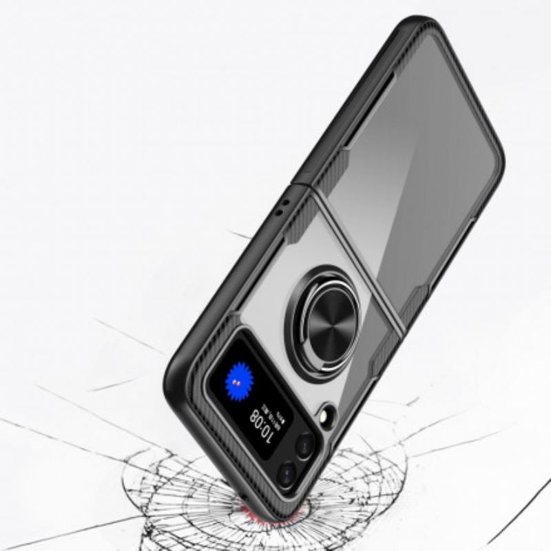Capa Para Samsung Galaxy Z Flip 3 5G De Couro Anel Magnético Híbrido