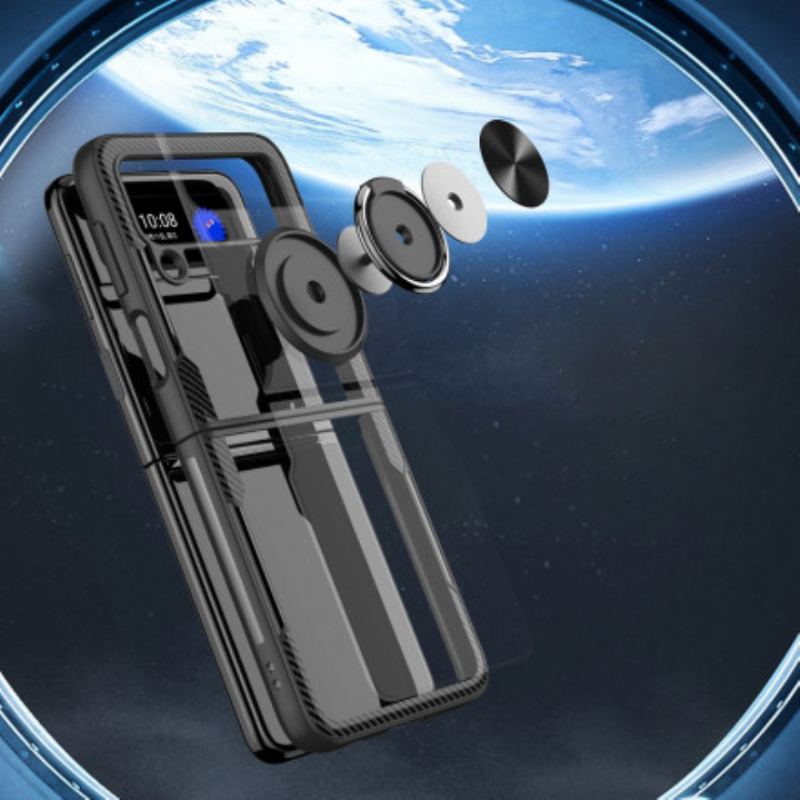 Capa Para Samsung Galaxy Z Flip 3 5G De Couro Anel Magnético Híbrido