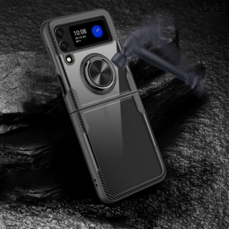 Capa Para Samsung Galaxy Z Flip 3 5G De Couro Anel Magnético Híbrido