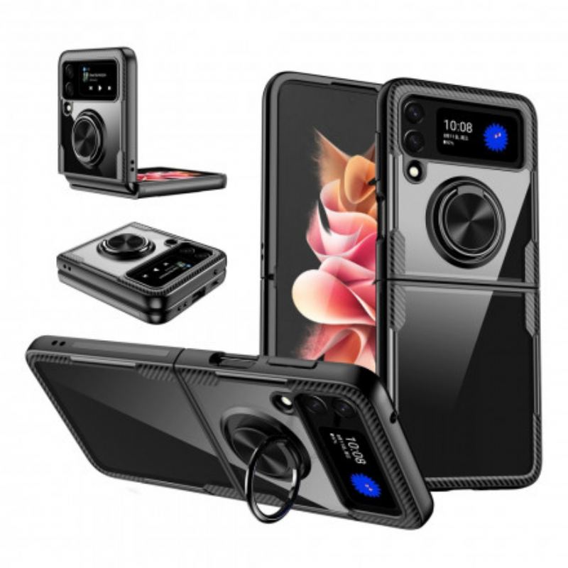 Capa Para Samsung Galaxy Z Flip 3 5G De Couro Anel Magnético Híbrido
