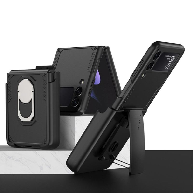 Capa Para Samsung Galaxy Z Flip 3 5G De Couro Com Anel E Suporte Gkk