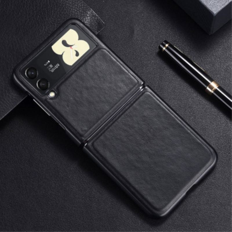 Capa Para Samsung Galaxy Z Flip 3 5G De Couro Costura Efeito Couro