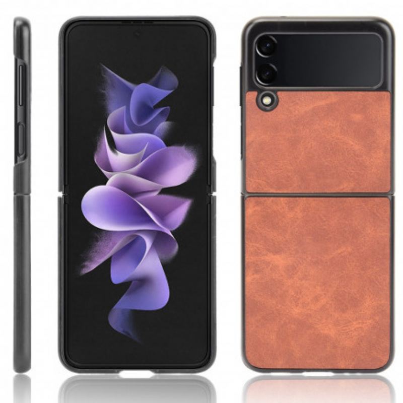 Capa Para Samsung Galaxy Z Flip 3 5G De Couro Efeito Couro