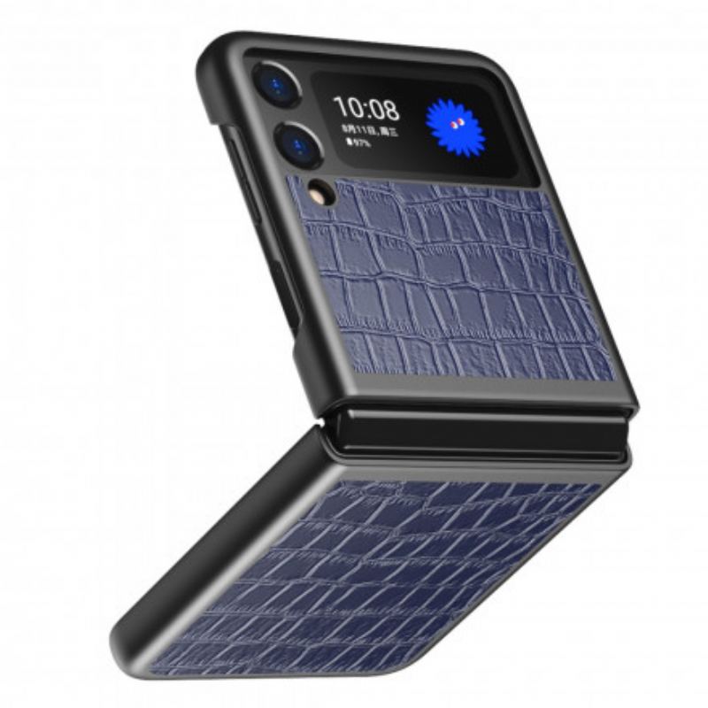 Capa Para Samsung Galaxy Z Flip 3 5G De Couro Estilo De Pele De Crocodilo