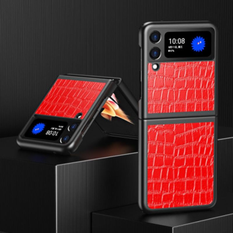 Capa Para Samsung Galaxy Z Flip 3 5G De Couro Estilo De Pele De Crocodilo
