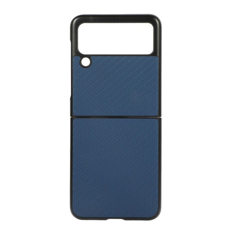 Capa Para Samsung Galaxy Z Flip 3 5G De Couro Fibra De Carbono