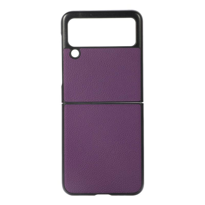Capa Para Samsung Galaxy Z Flip 3 5G De Couro Couro Lichia Genuíno