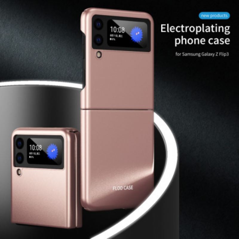 Capa Para Samsung Galaxy Z Flip 3 5G De Couro Metálico