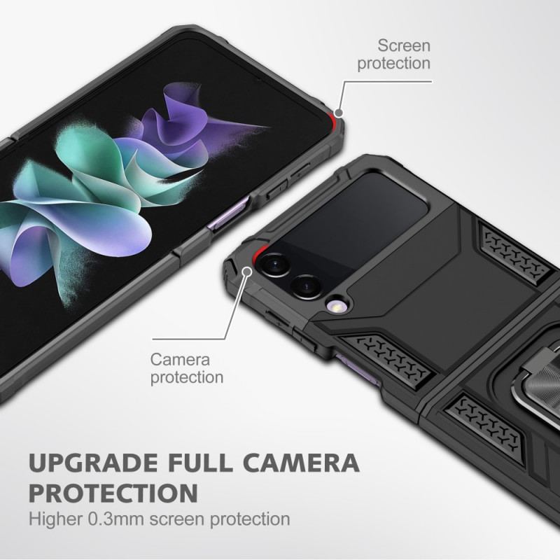 Capa Para Samsung Galaxy Z Flip 3 5G De Couro Resistente A Anel