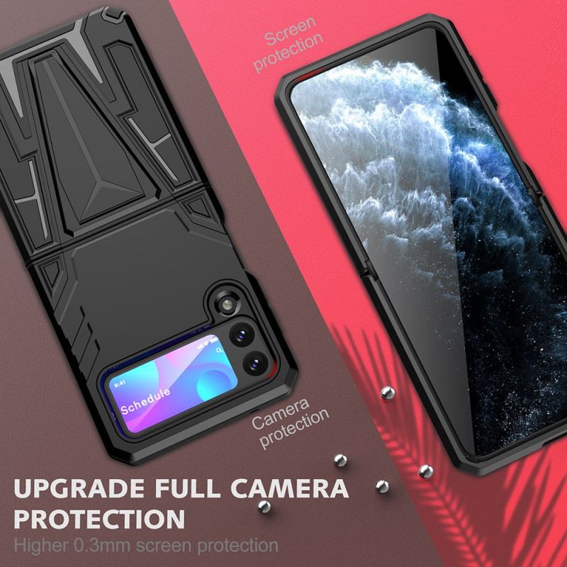 Capa Para Samsung Galaxy Z Flip 3 5G De Couro Suporte Em V Ultra Resistente