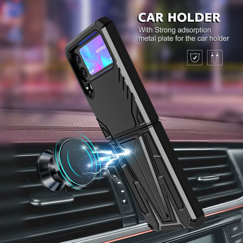 Capa Para Samsung Galaxy Z Flip 3 5G De Couro Suporte Em V Ultra Resistente