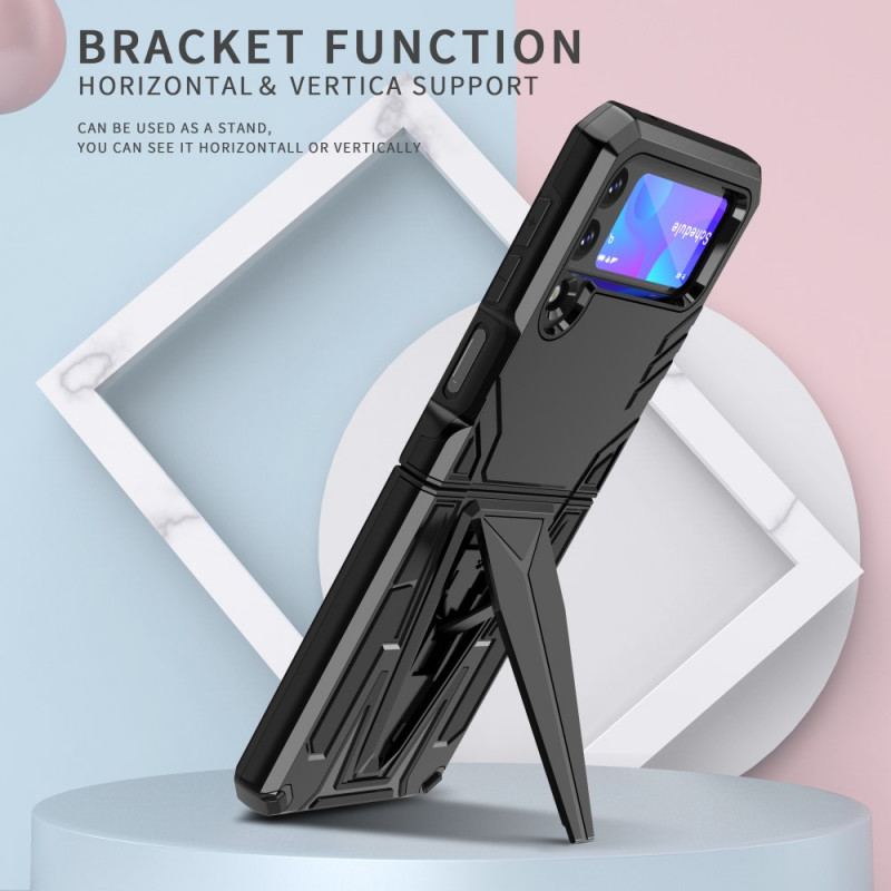 Capa Para Samsung Galaxy Z Flip 3 5G De Couro Suporte Em V Ultra Resistente