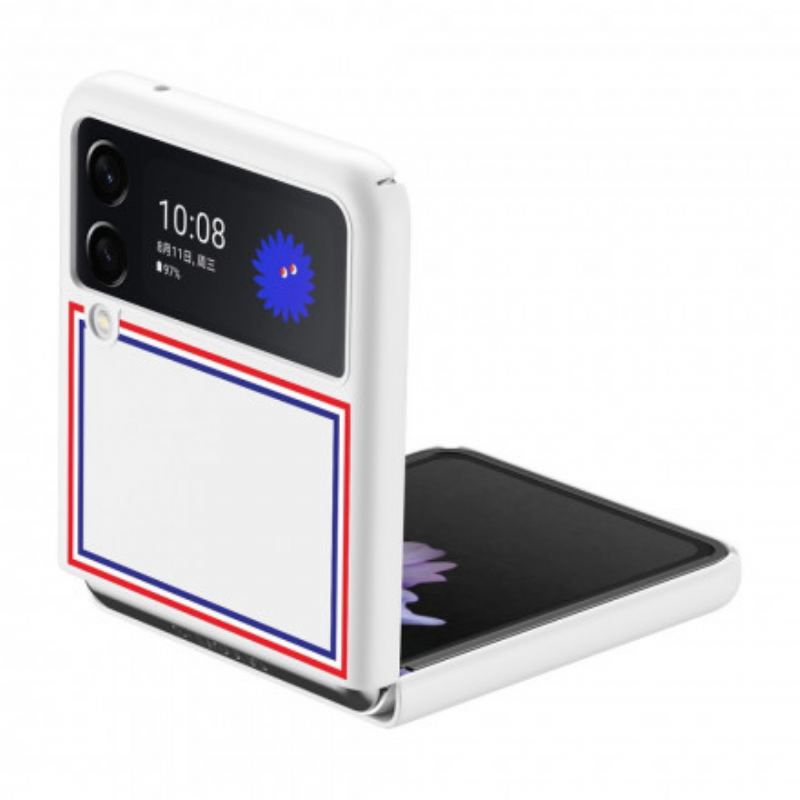 Capa Para Samsung Galaxy Z Flip 3 5G De Couro Tricolor