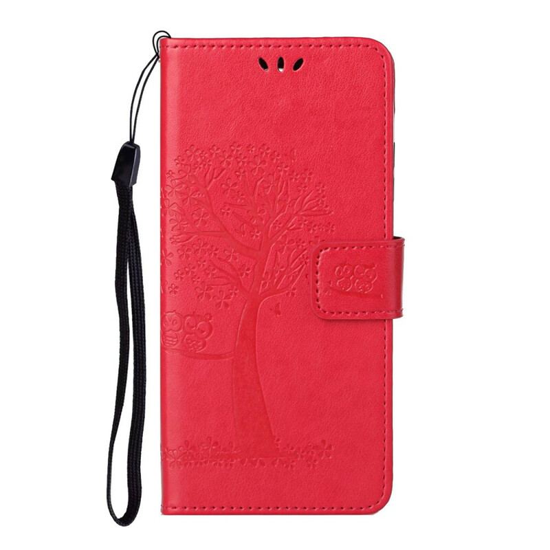 Capa De Couro Para Xiaomi Mi 10T Lite De Cordão Tanga E Corujas
