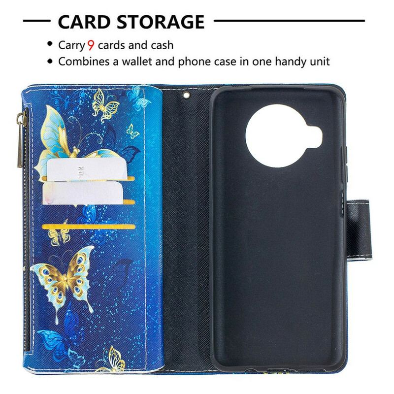 Capa Em Pele Para Xiaomi Mi 10T Lite Borboletas Fechadas
