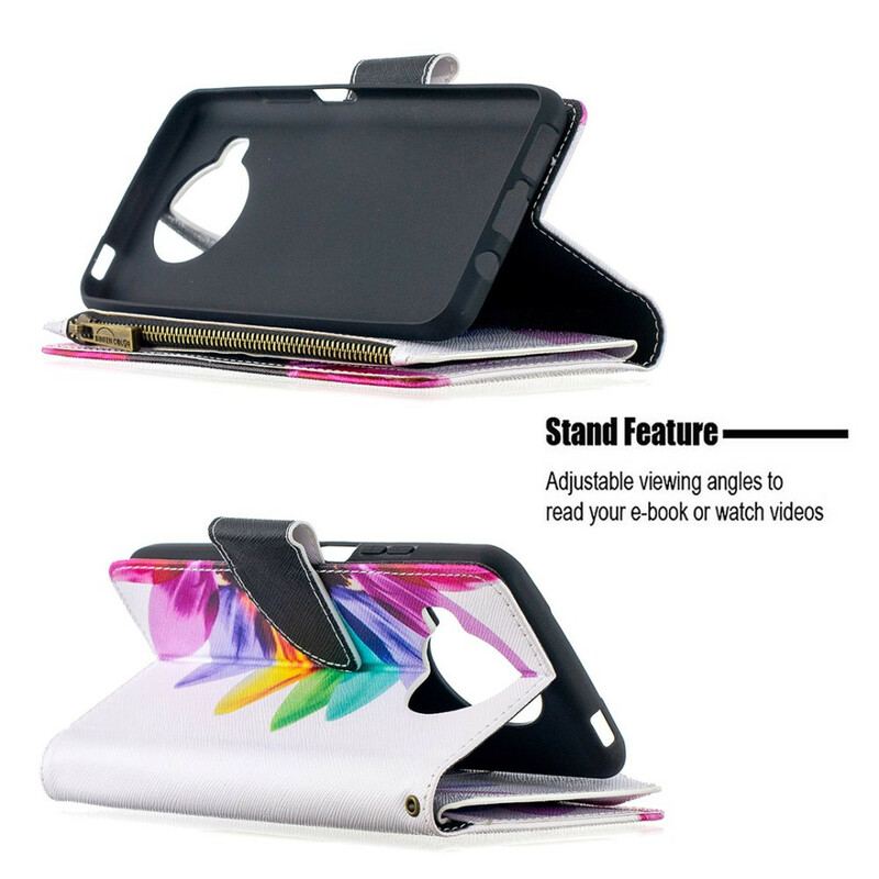 Capa Flip Para Xiaomi Mi 10T Lite Bolso Com Zíper Flor