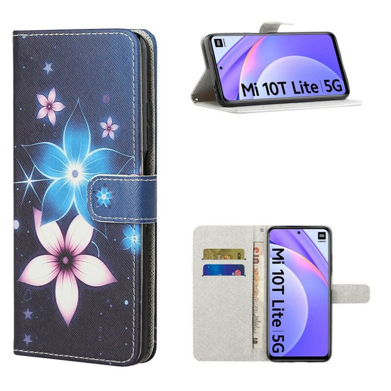 Capa Flip Para Xiaomi Mi 10T Lite De Cordão Flores De Cinta Lunar