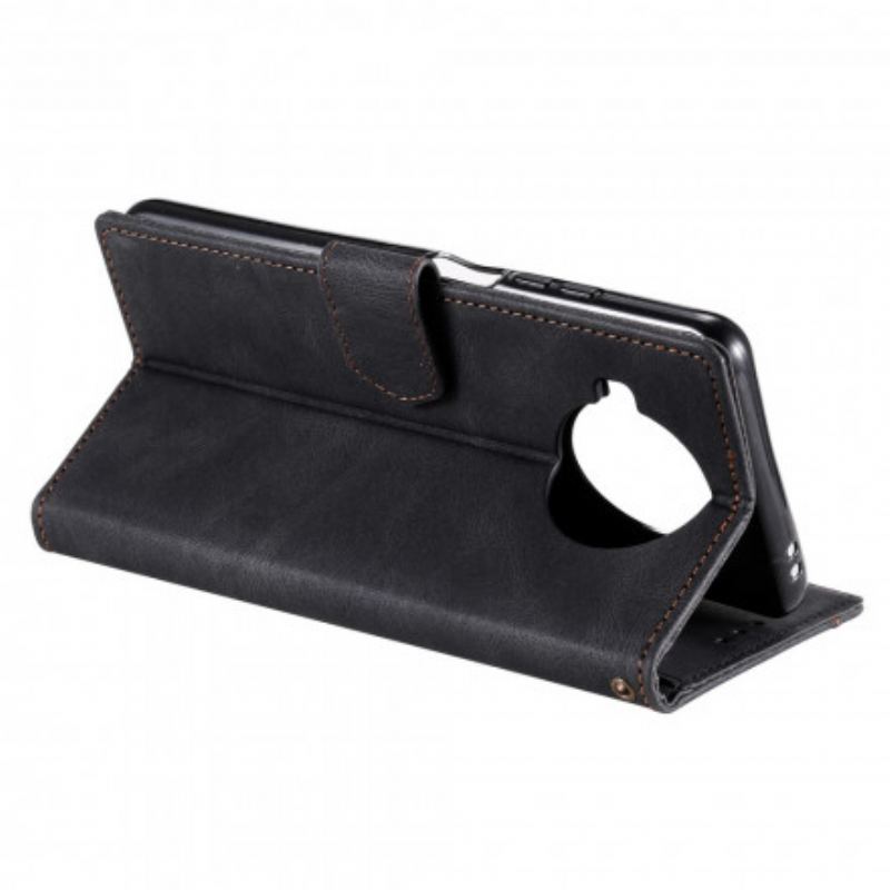 Capa Flip Para Xiaomi Mi 10T Lite Rebites Bicolores De Couro Falso