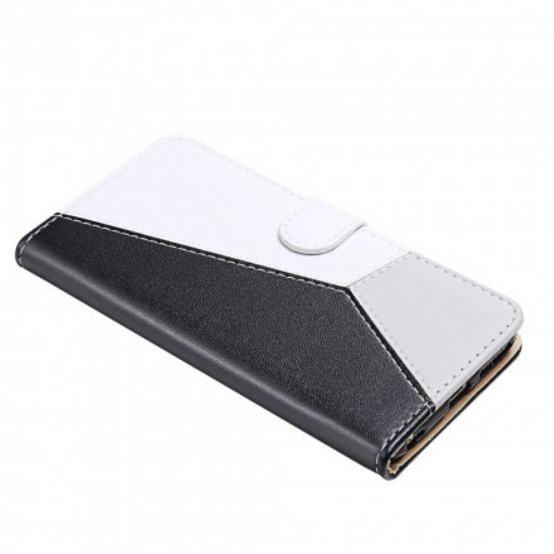 Capa Folio Para Xiaomi Mi 10T Lite Efeito Couro Tricolor