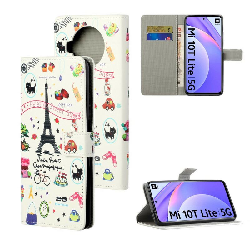 Capa Folio Para Xiaomi Mi 10T Lite Eu Amo Paris