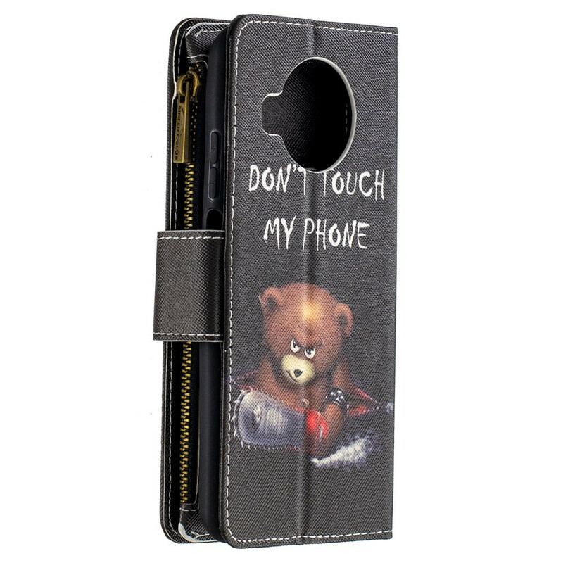 Capa Folio Para Xiaomi Mi 10T Lite Urso De Bolso Com Zíper