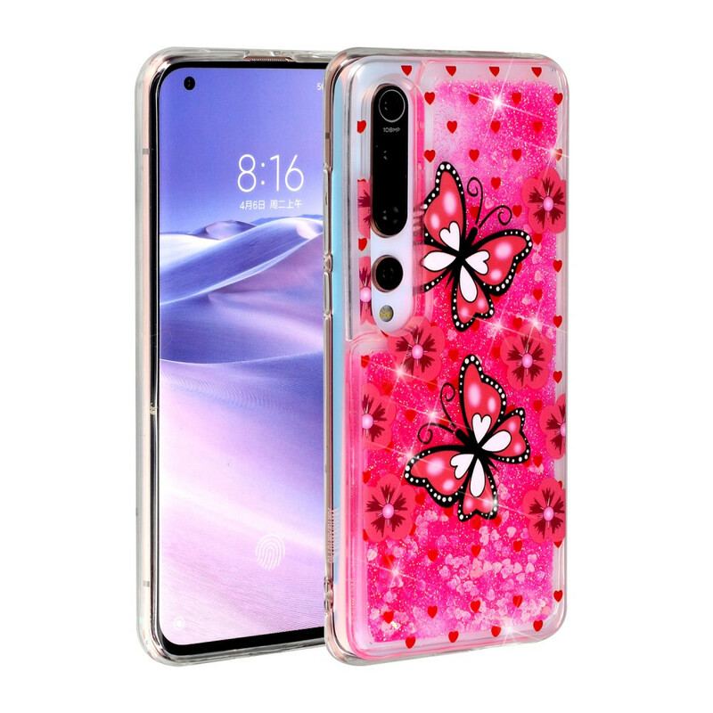 Capa Para Xiaomi Mi 10 / 10 Pro Lantejoulas Borboletas