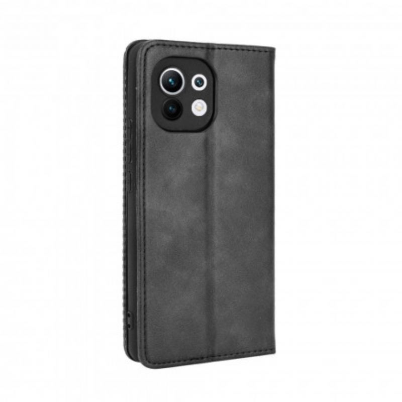 Capa De Celular Para Xiaomi Mi 11 (5G) Flip Efeito Couro Vintage Estilizado
