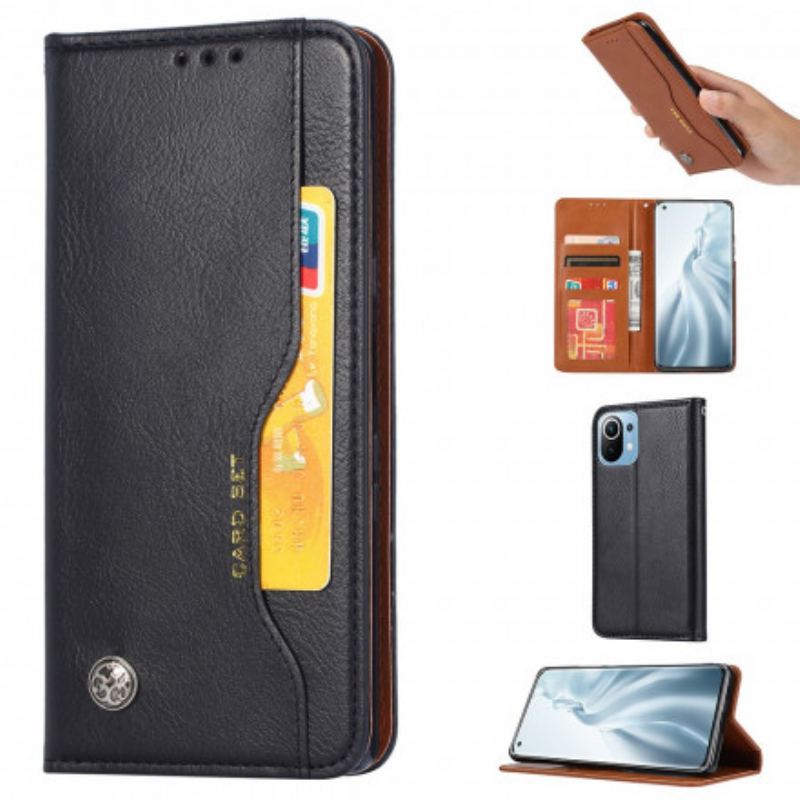 Capa De Celular Para Xiaomi Mi 11 (5G) Flip Titular De Cartão De Couro Sintético