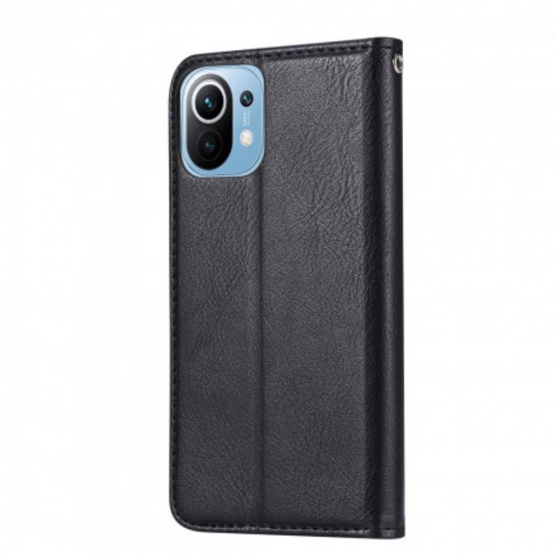Capa De Celular Para Xiaomi Mi 11 (5G) Flip Titular De Cartão De Couro Sintético