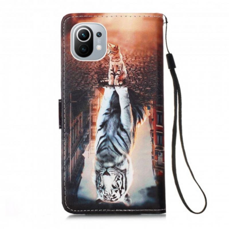 Capa Em Pele Para Xiaomi Mi 11 (5G) Gatinho