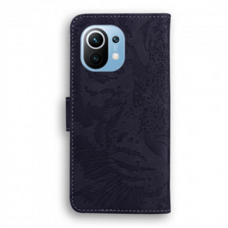 Capa Flip Para Xiaomi Mi 11 (5G) Estampa Cara De Tigre