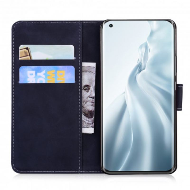 Capa Flip Para Xiaomi Mi 11 (5G) Estampa Cara De Tigre