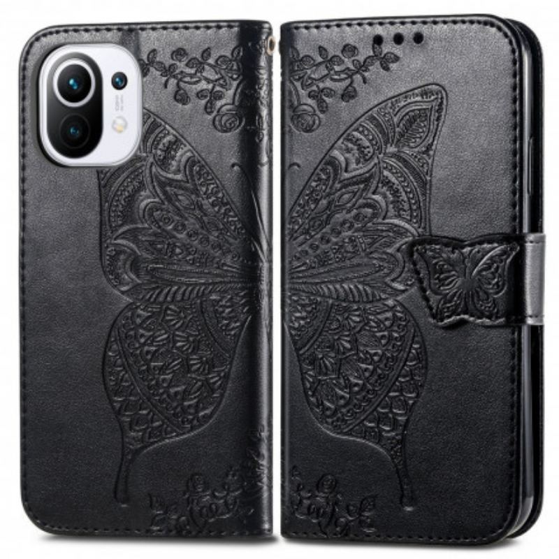 Capa Flip Para Xiaomi Mi 11 (5G) Meia Borboleta