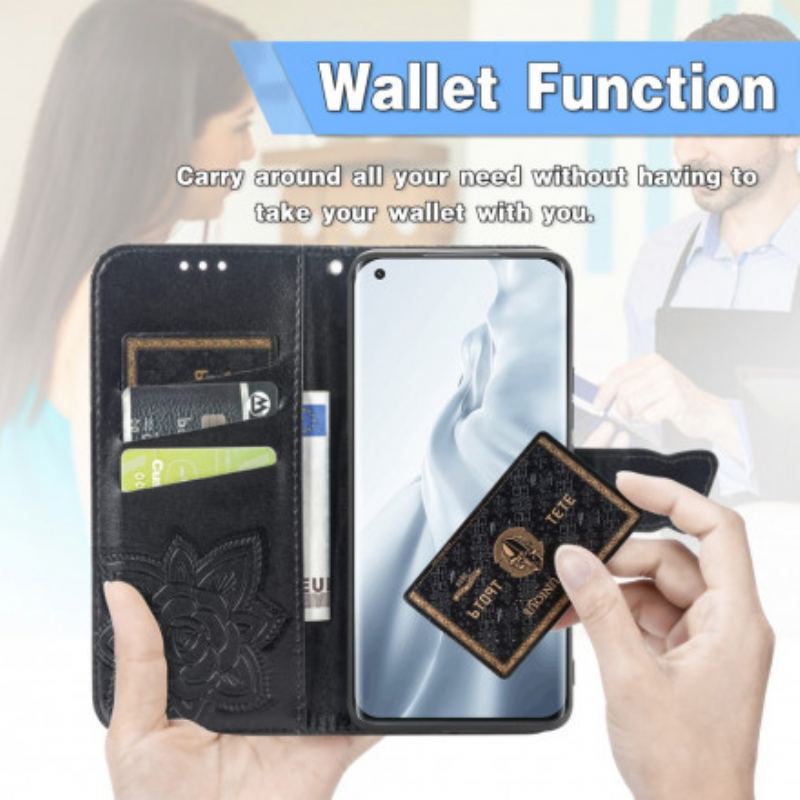 Capa Flip Para Xiaomi Mi 11 (5G) Meia Borboleta