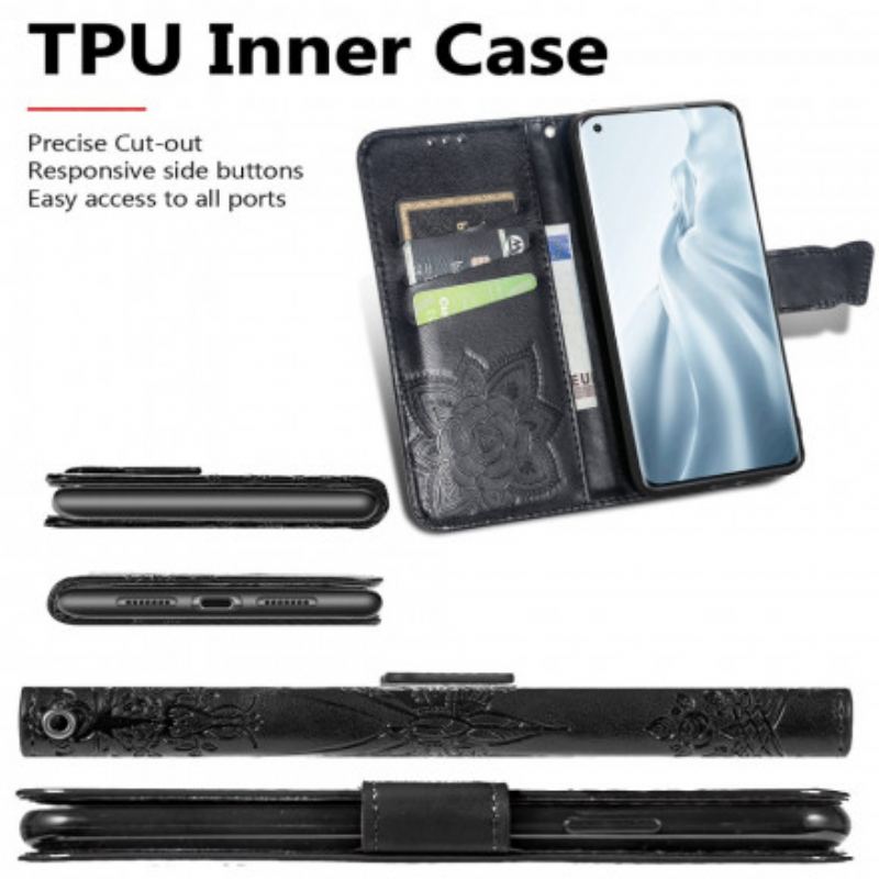 Capa Flip Para Xiaomi Mi 11 (5G) Meia Borboleta