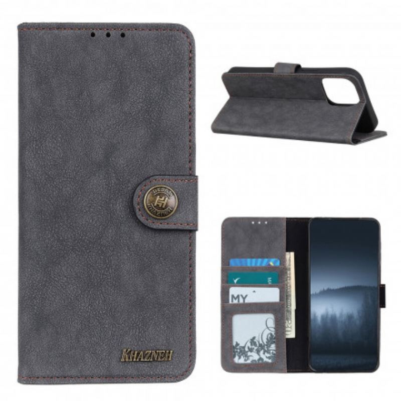 Capa Folio Para Xiaomi Mi 11 (5G) Couro Dividido Retrô Khazneh