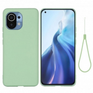 Capa Para Xiaomi Mi 11 (5G) Silicone Líquido Com Cordão