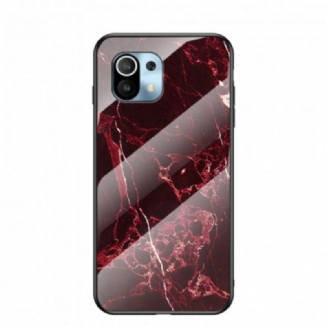 Capa Para Xiaomi Mi 11 (5G) Vidro Temperado De Cores De Mármore