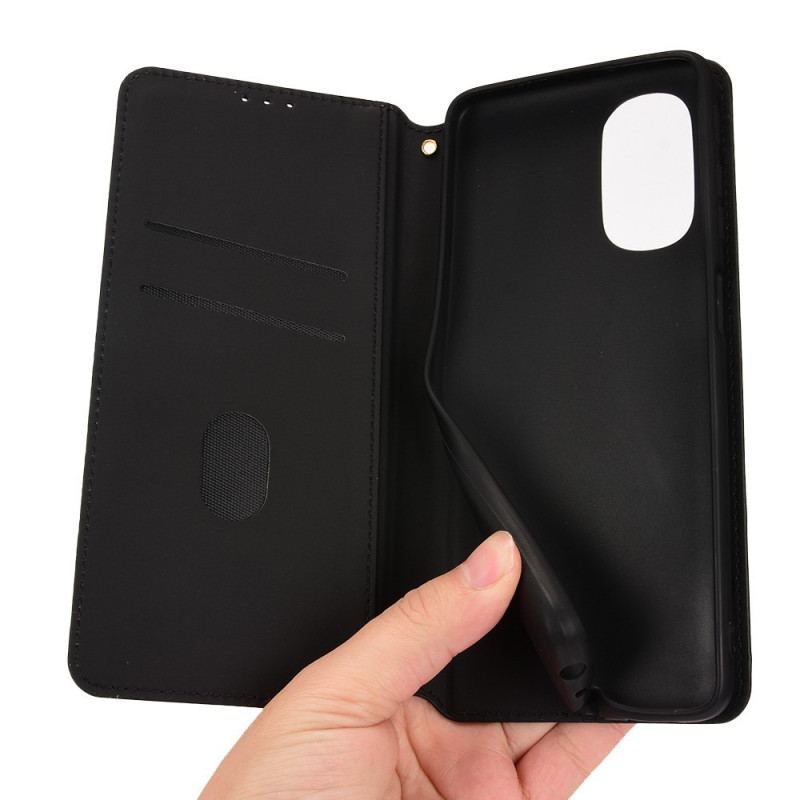 Capa De Celular Para Moto G51 5G Flip Efeito Couro Diamante