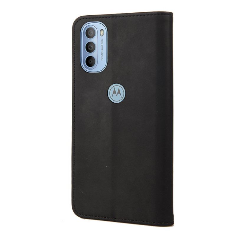 Capa De Celular Para Moto G51 5G Flip Efeito Couro Empresarial Em Dois Tons