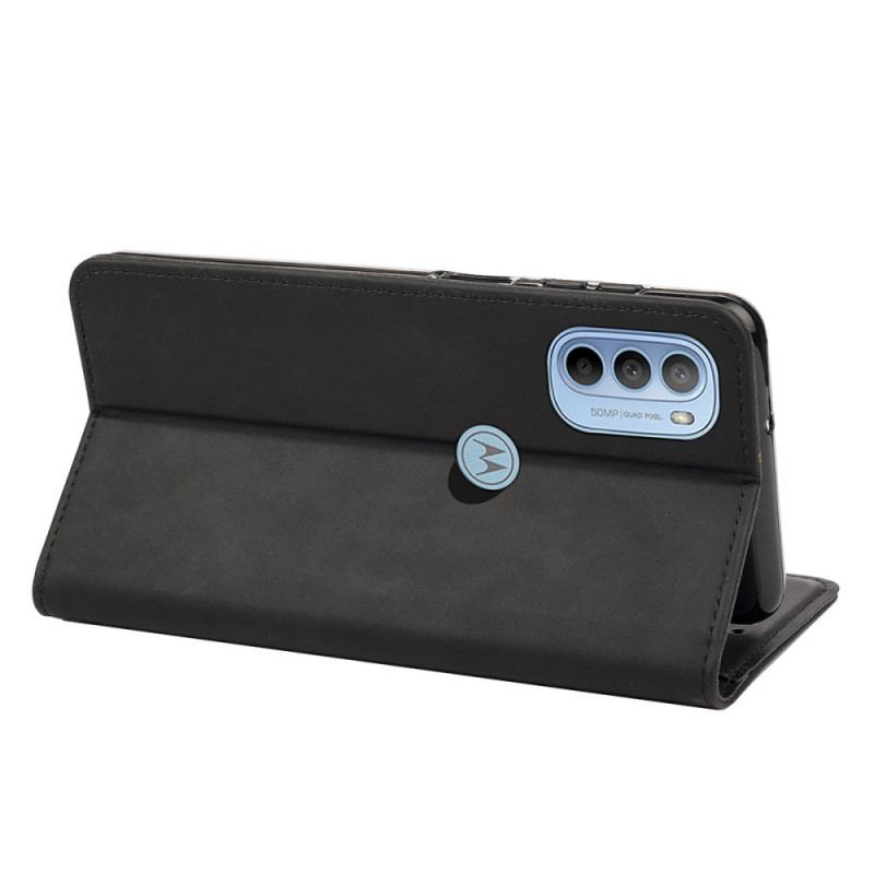 Capa De Celular Para Moto G51 5G Flip Efeito Couro Empresarial Em Dois Tons